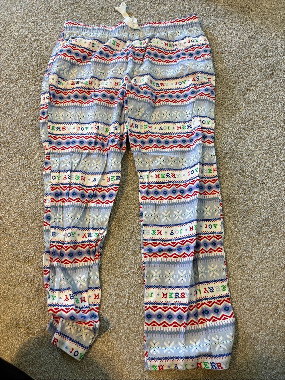 Old Navy Light Blue Holiday Print Women's Pajama Pants - Red, Green, White